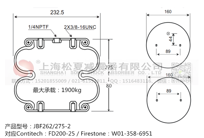 JBF262/275-2橡膠<a href='http://m.samuraioftokyo.com/' target='_blank'><u>空氣彈簧</u></a>