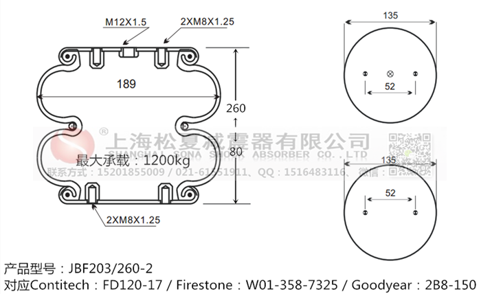 JBF203/260-2橡膠<a href='http://m.samuraioftokyo.com/' target='_blank'><u>空氣彈簧</u></a>